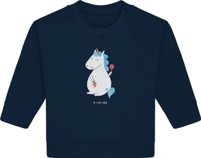 Produktbild von Mr. & Mrs. Panda Organic Baby Pullover Einhorn Baby 24. - 36. Monat - French Navy - Geschenk, Geburtstag, Bullover, Einhörner, Party, Unicorn, Geburt, Mutter