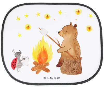 Produktbild von Mr. & Mrs. Panda Sonnenschutz Auto Bär & Marienkäfer Lagerfeuer - Weiß - Geschenk, Teddy, Fenster, Fürs, seitenscheiben, Seitenscheibe, seitenfenster