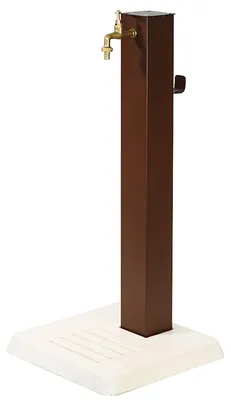 Immagine prodotto di Fontana Decorativa da Esterno con Base in Cemento e Rubinetto in Ottone 45x45x97cm Effetto Corten
