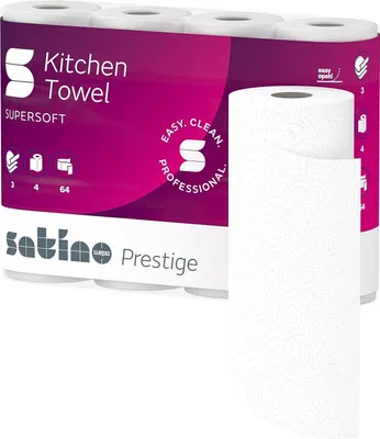 Immagine prodotto di 8x Satino by wepa 175889 Küchenrollen prestige 3-lagig, 4 Rollen