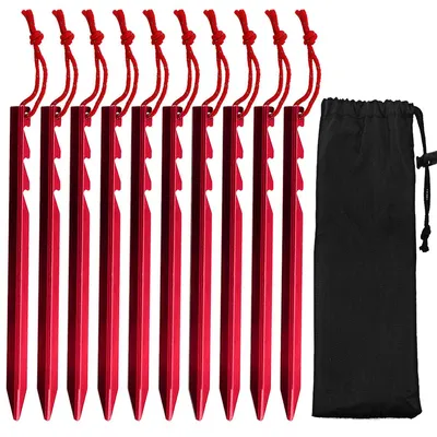 Produktbild von Zelt Heringe Aluminium – 10 Stück 18cm ultraleichte Y-Heringe mit Reflektorseil & Tasche für Camping Trekking Outdoor