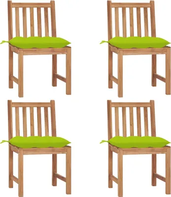Produktbild von Gartenstühle 4 Stk. mit Kissen Massivholz Teak