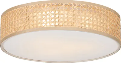 Produktbild von QAZQA - Orientalisch Orientalische Deckenleuchte I Deckenlampe I Lampe I Leuchte Rattan 40 cm 3-flammig - Tromma I Wohnzimmer I Schlafzimmer - Rund - LED geeignet E27
