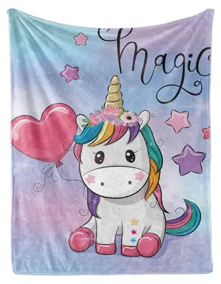 Productafbeelding van Zachte Flanellen Deken voor Kinderen met Eenhoornprint 150 x 200 cm