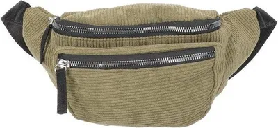 Image de Grand sac à bandoulière en velours côtelé avec poche supérieure et deux poches à dos, en vert, pour femmes et filles