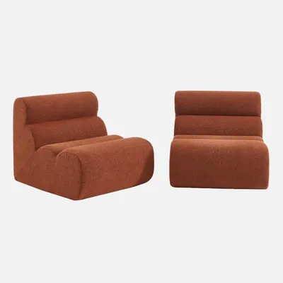 Produktbild von sweeek - 2er-Set modulare Lounge-Sessel mit strukturiertem Bouclé-Bezug - Terracotta