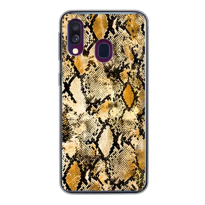 Produktbild von MuchoWow® Handyhülle Schutzhülle Hülle für Samsung Galaxy A40 Tiermuster - Schlange - Gold - Schwarz Silikon Softcase Handy Hülle - Handy-Tasche