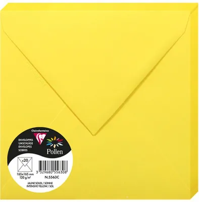 Image de Enveloppes Clairefontaine jaune soleil 165 x 165 mm, lot de 20