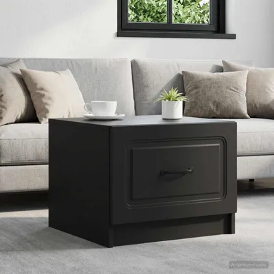 Obrázok produktu pre Maison Exclusive – konferenčný stolík so zásuvkami, čierny, 49 x 50 x 37 cm, drevotrieska