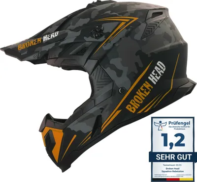 Produktbild von Broken Head Crosshelm Squadron Rebelution Camouflage-Grau-Orange : XS (53-54 cm) Größe: XS (53-54 cm)