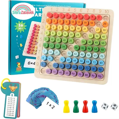 Zdjęcie produktu dla Drewniana Tabliczka Mnożenia Montessori Gra Edukacyjna Matematyczna dla Dzieci