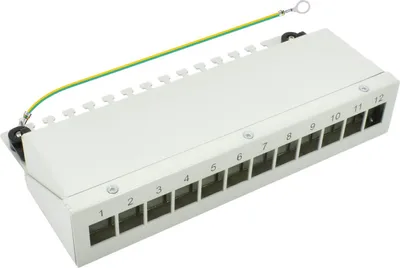 Produktbild von ProfiPatch Patchpanel Verteilerfeld 12 Port Patchfeld für Keystone Module Desktop und Wandmontage 1HE grau