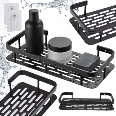 Produktbild von Selbstklebendes Wandregal Badezimmerregal Für Die Dusche Schwarz Küche