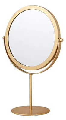 Produktbild von Solidchoice – Verstellbarer, freistehender, runder Metallspiegel – 19 cm, Goldfarben
