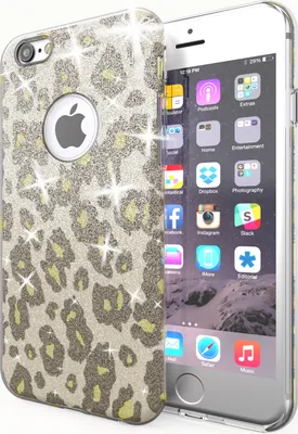 Produktbild von NALIA für IPHONE 6 / 6S Hülle TPU Silikon Cover Case Sparkle Leopard - Silber Grün