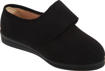 Image de Comfylux Stella Chaussons / pantoufles pour femmes avec fermeture velcro, extra large DF527 (39 EU) (Noir)