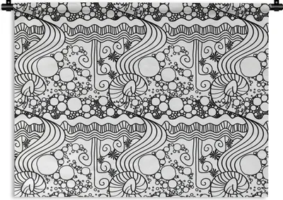 Produktbild von MuchoWow® Wandteppich Wandbehang Muster - Abstrakt - Linienkunst - Schwarz und Weiß 150x112.50 cm Tapisserie Dekoration Wandtuch - Wanddecke - Wandteppiche