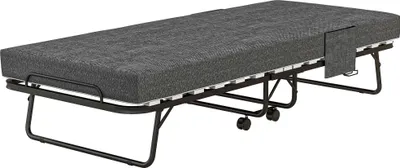 Produktbild von Klappbett, Matratze, 4 Rollen, Metallgestell, bis 150 kg, 190 x 80 x 42 cm, Dunkelgrau