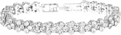 Produktbild von Glänzendes, mit Strasssteinen eingelegtes Damen-Armband, verstellbarer Armreif für Party, Jahrestag-Silber