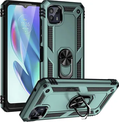 Produktbild von Moto G50 5G Hülle, Dual Layer Militäre Fallschutz Schutzhülle mit Ringhalterung Ständer für Motorola Moto G50 5G Grün