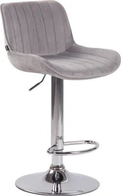 Produktbild von TPFLiving Barhocker Lento Gestell Metall in Chromoptik Samt Grau