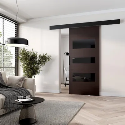 Obrázek produktu pro Posuvné dveře na stěnu BARRET 13 - 76 cm, wenge / černé