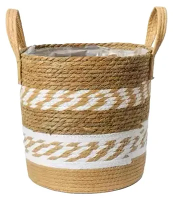 Obrázok produktu pre Ratanový kvetináč s vnútornou vložkou, priemer 22 cm, vhodný na dekoráciu interiéru