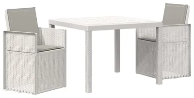 Immagine prodotto di vidaXL Set da pranzo da giardino con cuscini, 3 pezzi, bianco e grigio chiaro, PP