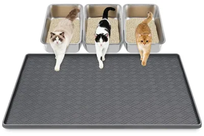 Silikon Katzenstreu-Matte, urindicht, rutschfest, dunkelgrau