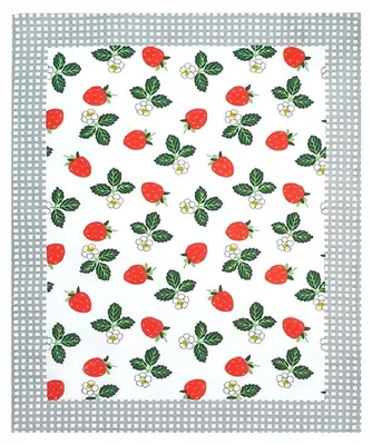 Immagine prodotto di Strofinaccio da cucina, 100% cotone, con stampa colorata a motivi di fragole, 50x64 cm, colore grigio