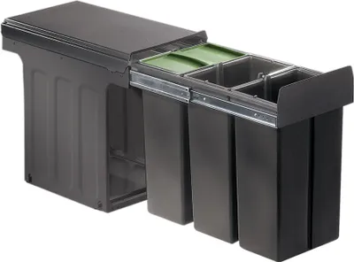 Produktbild von WESCO 857611-72 Abfallsorter 30 (3x10) Liter  TRIO 30 DT oriongrau ab 30 cm Schrankbreite