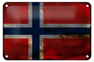Produktbild von Blechschild Flagge Norwegen 18x12cm Flag Norway Rost Dekoration