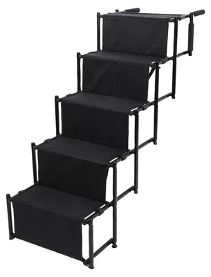 Produktbild von Hundetreppe fürs Auto, 5-stufige, faltbare Hunderampe, Tragkraft bis 50 kg, tragbare Haustierleiterrampe für SUV, LKW, hohe Ladefläche