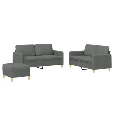 Immagine prodotto di vidaXL Set divano 3 pezzi con cuscini in tessuto grigio scuro