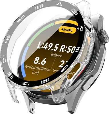 Produktbild von 360 Grad Smartwatch Hülle für Huawei Watch GT6 46 mm mit Displayschutz Case Watch Cover Bumper Rundum Schutzhülle Uhr Bildschirmschutz Transparent