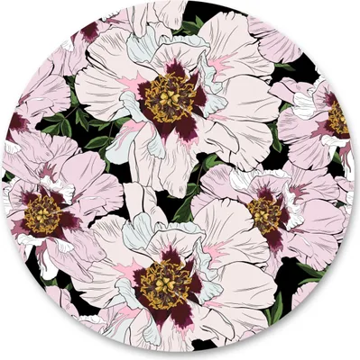 Image de Sticker Cercle PINGOTS Plantes Fleurs Flora Nature pour salon chambre fille Décoration murale Sticker mural 100 cm x 100 cm