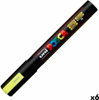 Productafbeelding van Fijnschrijver Uni Posca PC-5M, 1,8-2,5 mm, neongeel, verpakking met 6 stuks