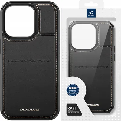 Immagine prodotto di Dux Ducis Rafi Mag Wallet Case con supporto 3W1 per Iphone 15 Plus con blocco Magsafe e Rfid - Nero