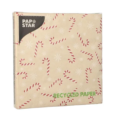 Obrázok produktu pre Papstar Servítky Candy Canes 3-vrstvové 33x33cm 20 ks - Servítky - výrobca: PAPSTAR GmbH, Daimlerstraße 4-8, 53925 Kall 1 balenie