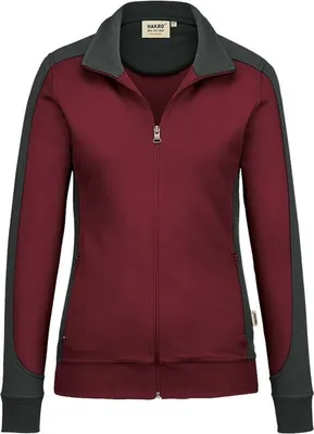 Produktbild von HAKRO Damen Sweatjacke Contrast Mikralinar® 277, weinrot/anthrazit, L