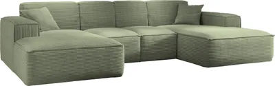 Produktbild von Kaiser Möbel Ecksofa, Eckcouch U form, Wohnzimmer Couch Large 342cm SIENA stoff Poso Hellgrün
