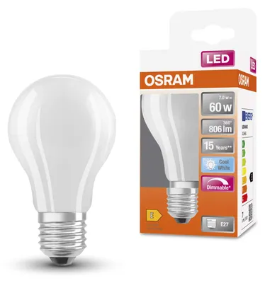 Productafbeelding van LEDVANCE 4058075434608, 7 Watt, 60 Watt (equivalent), E27 fitting, 806 lumen, 15.000 uur, koel wit licht