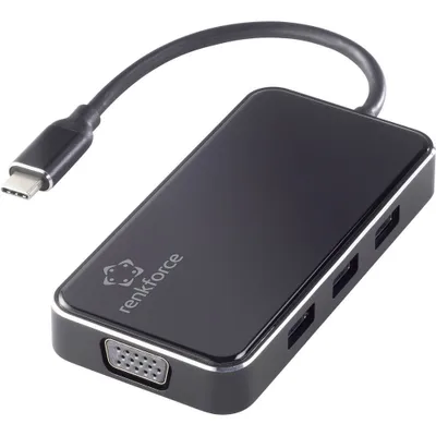 Immagine prodotto di Renkforce RF-HUB-230 6 Port USB-Kombi-Hub mit Aluminiumgehäuse Schwarz (RF-4613076)
