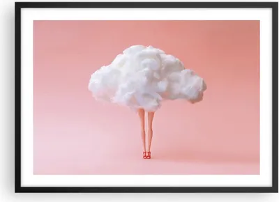 Produktbild von Gerahmtes Poster - Schwarzer Rahmen - Wolke Beine Surrealismus - 70x50 cm - Wand Bild - Wanddeko - Wandbilder - Kunstposter - Wandposter - Bilderrahmen - Bilder - Kunstdruck - P2BAA70x50-4491