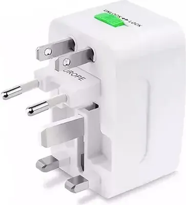 Image de Adaptateur universel de prise de courant, Linomag®, compatible avec EU/UK/USA/JP/CH/AUS/TH, blanc