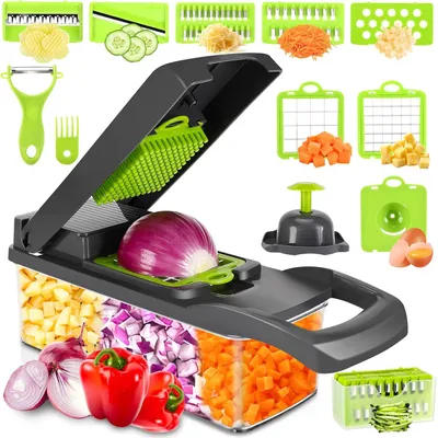 Image de Râpe à légumes 16 en 1, multifonctionnelle, en plastique ABS, pour la cuisine