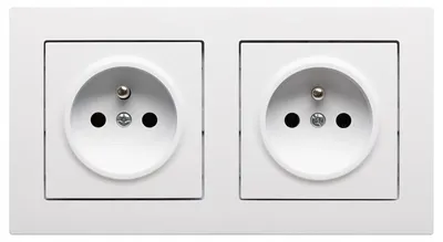 Produktbild von Ospel AS Weiße 2x Einzelsteckdose mit Erdung Doppelrahmen