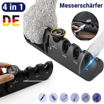 Produktbild von Profi Messerschärfer 4-Stufen Messerschleifer mit dem Einstellbaren Winkelknopf für scharfe Klingen Hand Schärfer
