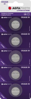 Produktbild von AgfaPhoto Batterie Knopfzelle CR1620 3V Extreme Lithium 5St.