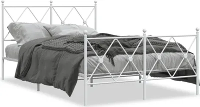 Image de Maison Exclusive - Cadre de lit avec tête et pied de lit en métal blanc 120x200 cm